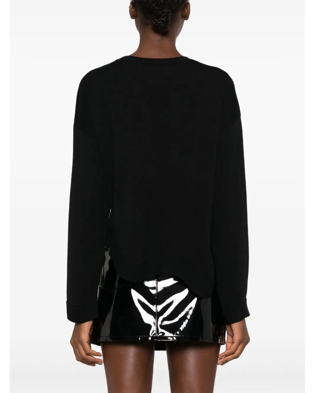 Moschino Black Asymmetric-Hem Virgin Wool Jumper