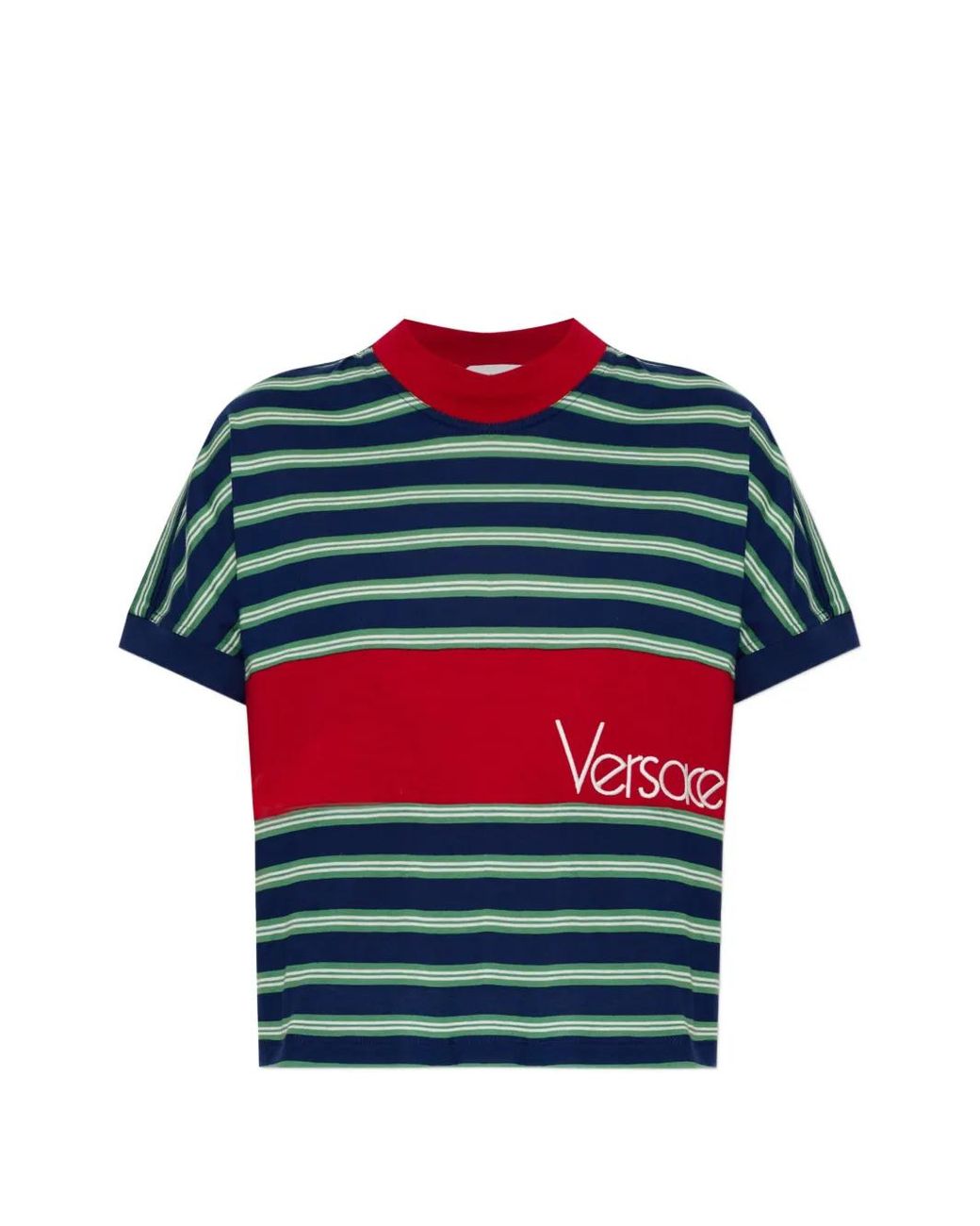 Versace Red Striped Cotton T-Shirt