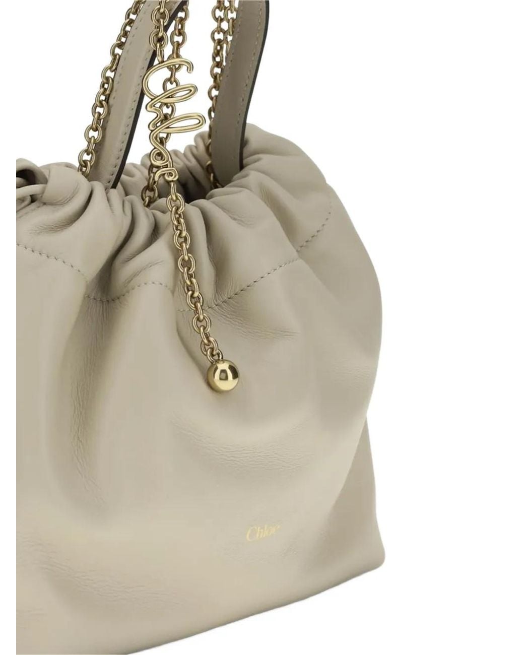 Borsa A Spalla Icons Piccola Con Coulisse E Catena di Chloé in Natural