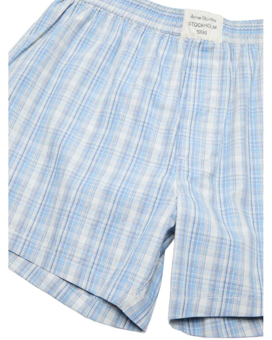 Acne Blue Checked-Pattern Shorts for men