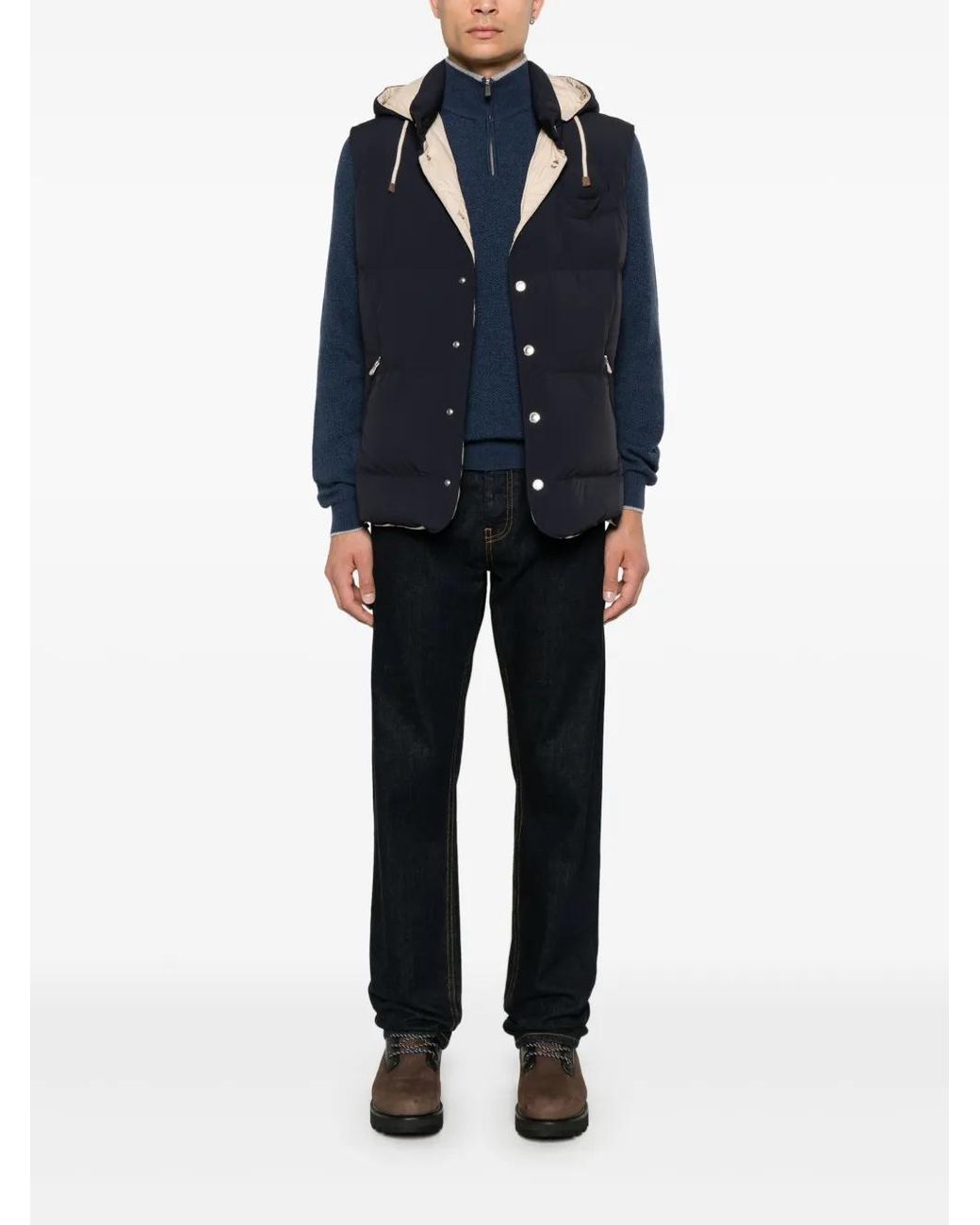 Fedeli Blue Cashmere Pullover for men