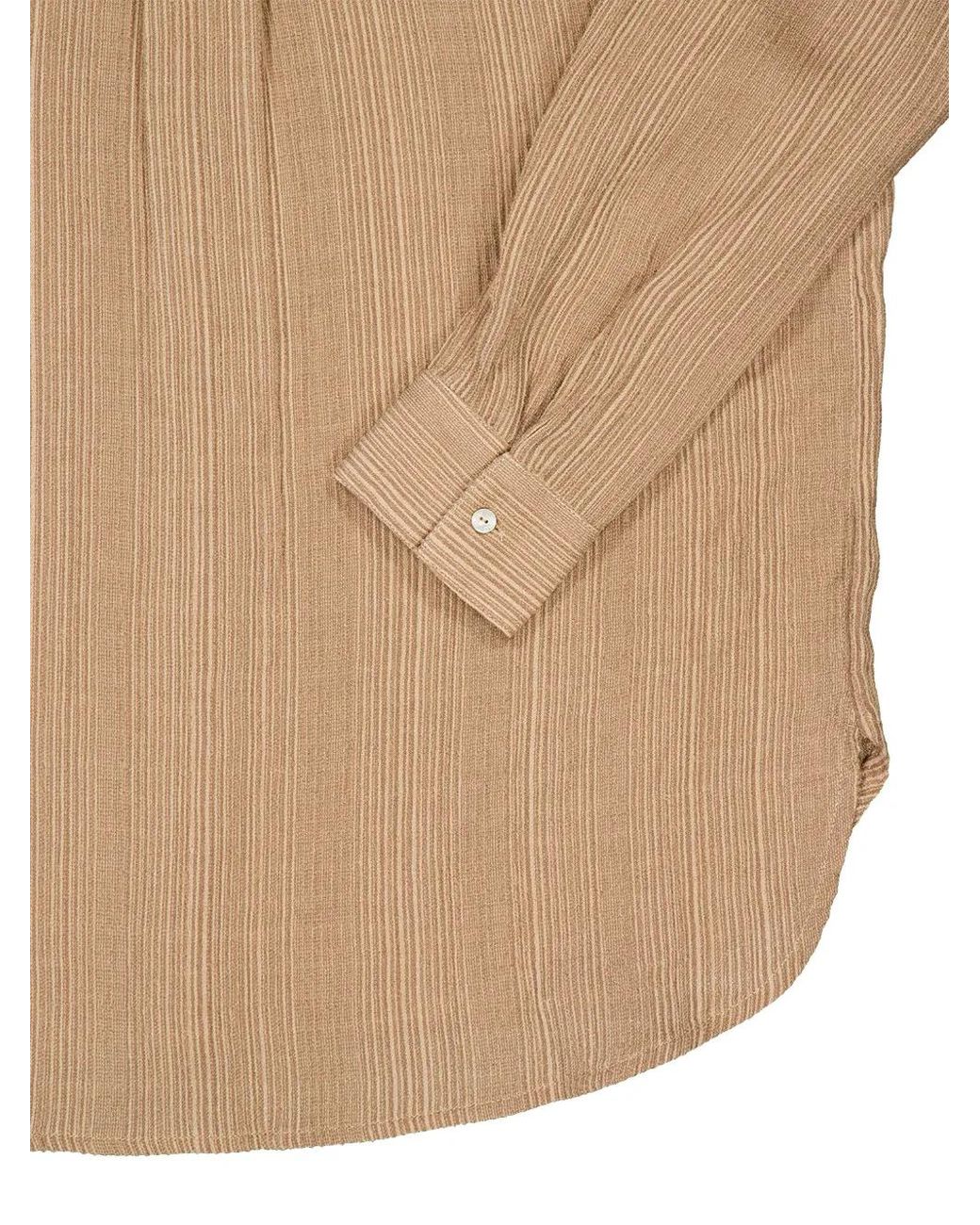 120% Lino Button-Up Blouse in het Natural