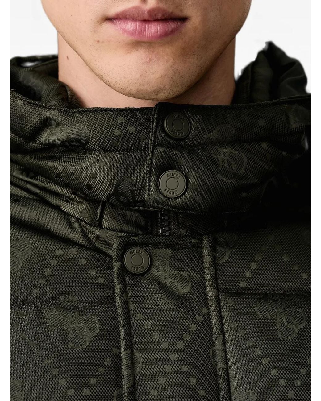 Guess Black Monogram Puffer Jacket for men