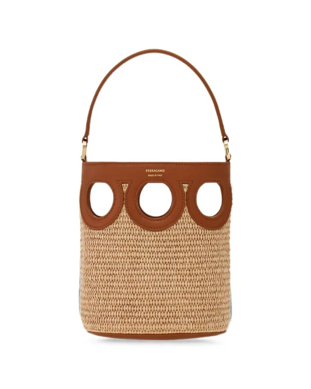 Borsa A Secchiello Xs Gancini Con Cut-Out di Ferragamo in Brown