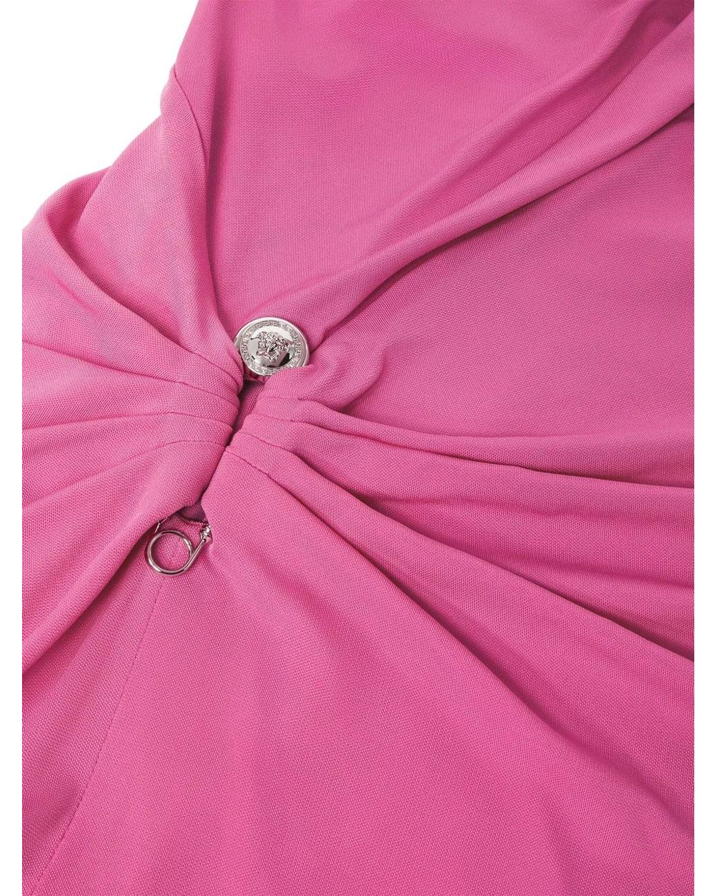 Versace Pink Dress With Decorative Safety Pin And Draping