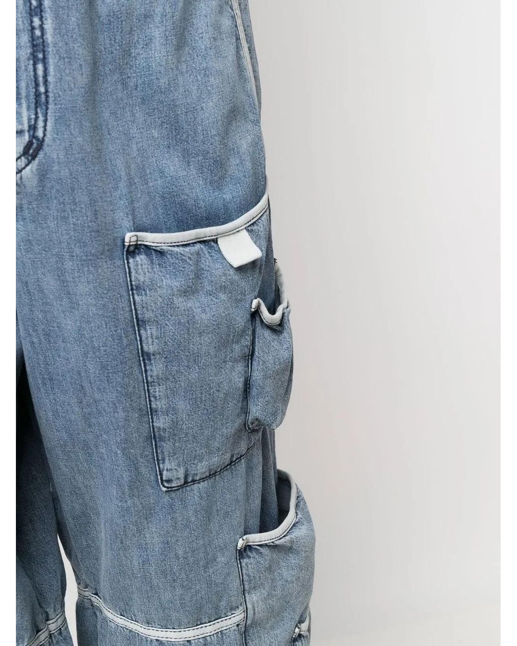 DIESEL Blue Wide Leg Cargo Distressed Jeans for men