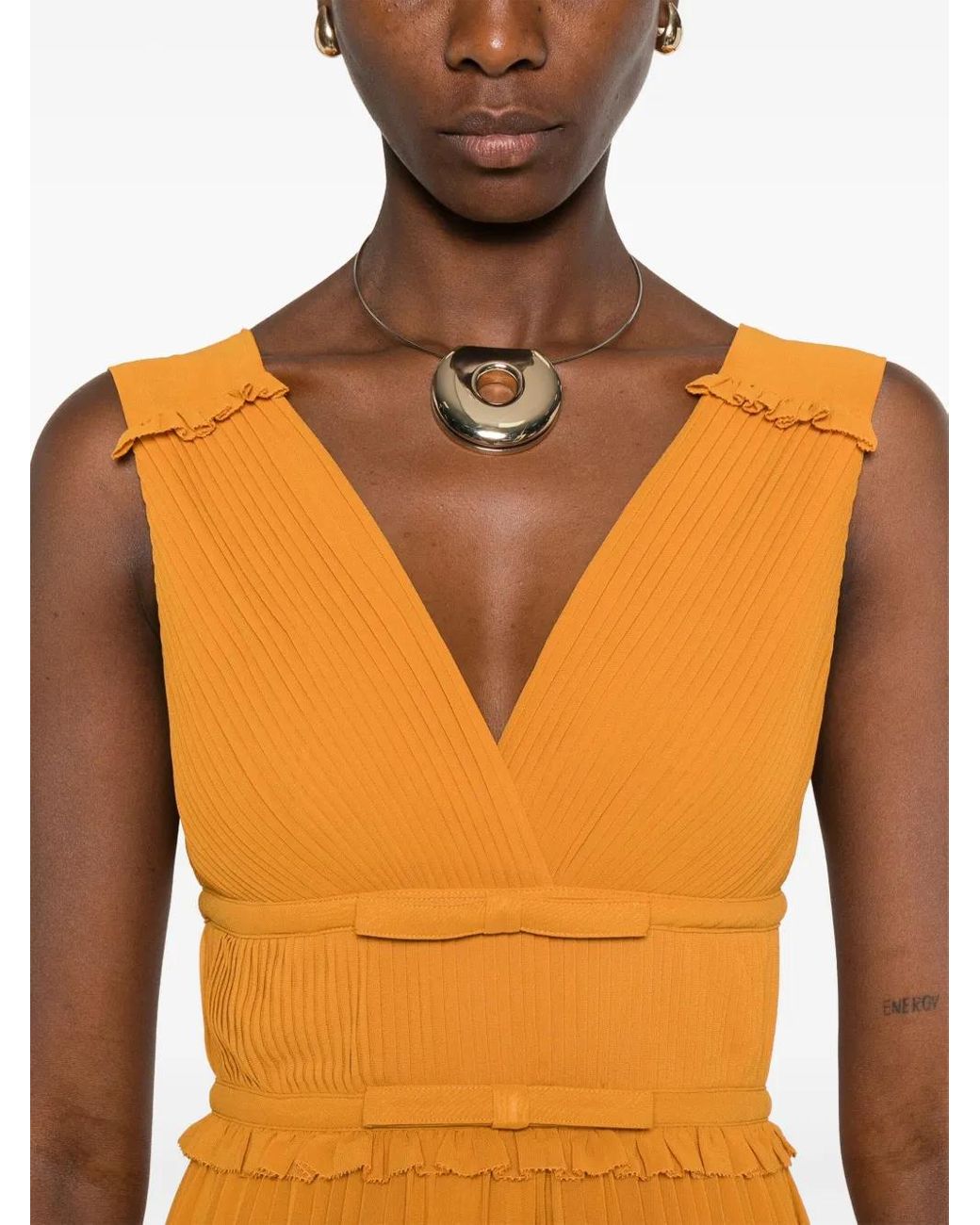 strapless open back dress The Damian Pleated One Shoulder Midi Dress main image 1
