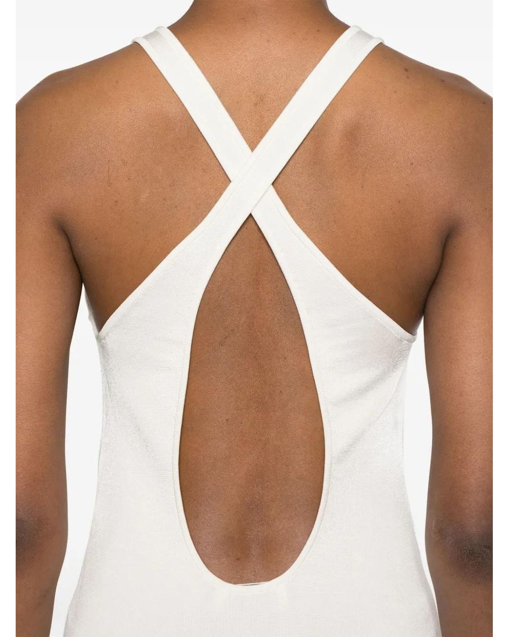 Saint Laurent White Crisscross-Straps Bodycon Minidress