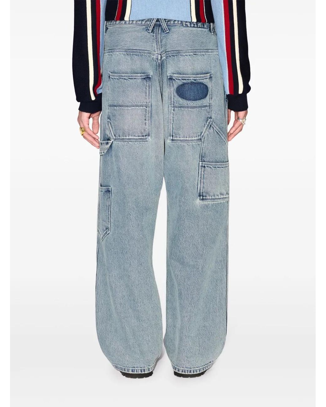 Ambush Blue Cotton Straight-Leg Jeans for men