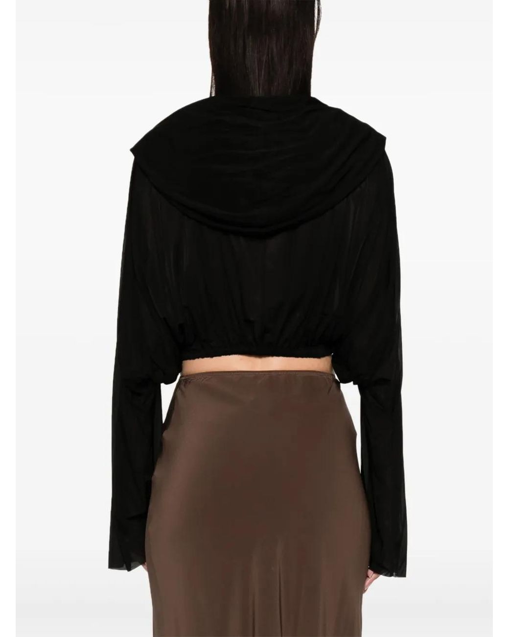 Rick Owens Tops ,Zwart ,Zwarte Dolman Mouw Semi-Transparante T-Shirt in het Black