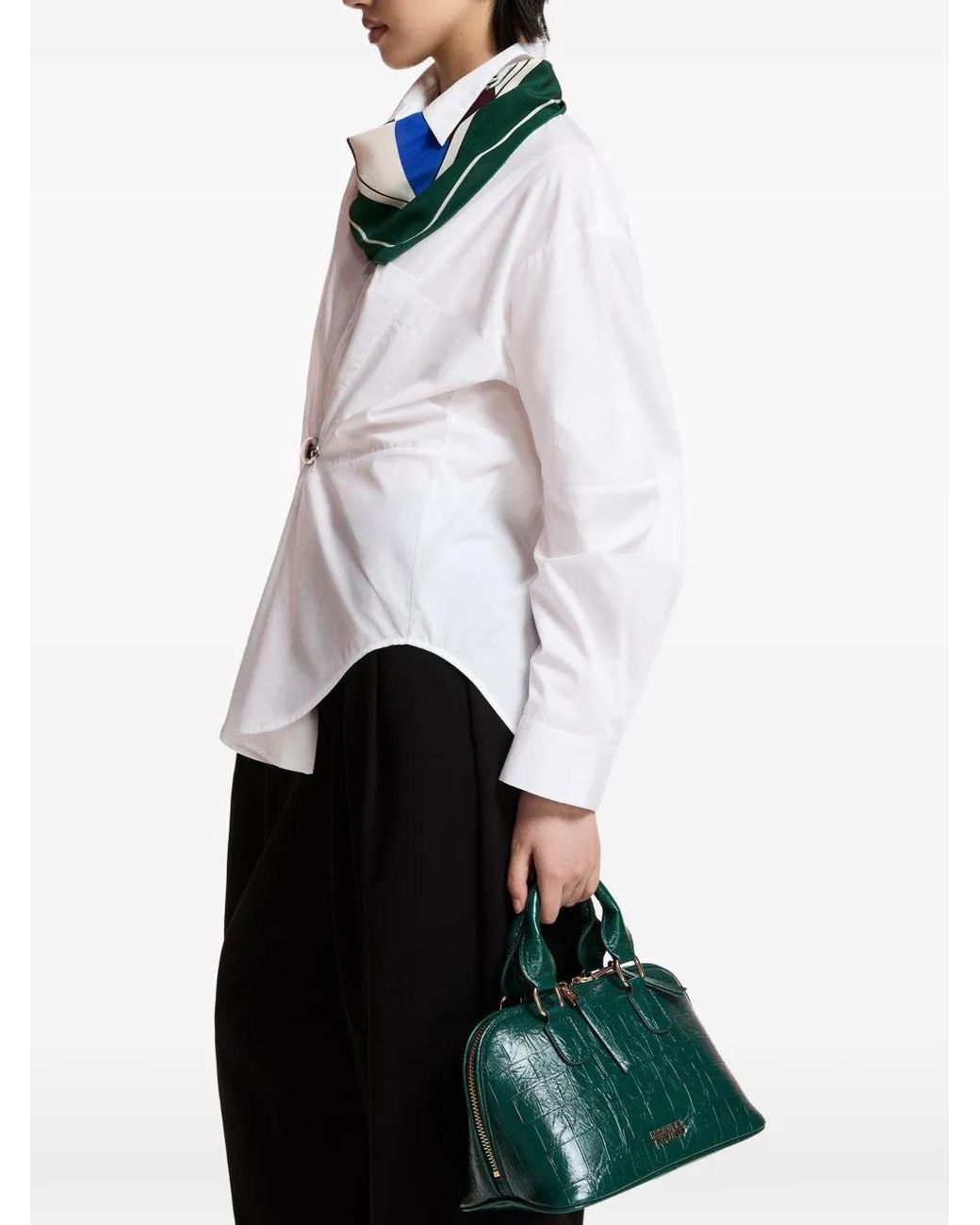 Essentiel Antwerp White Kreative Brooch-Detail Oversized Shirt