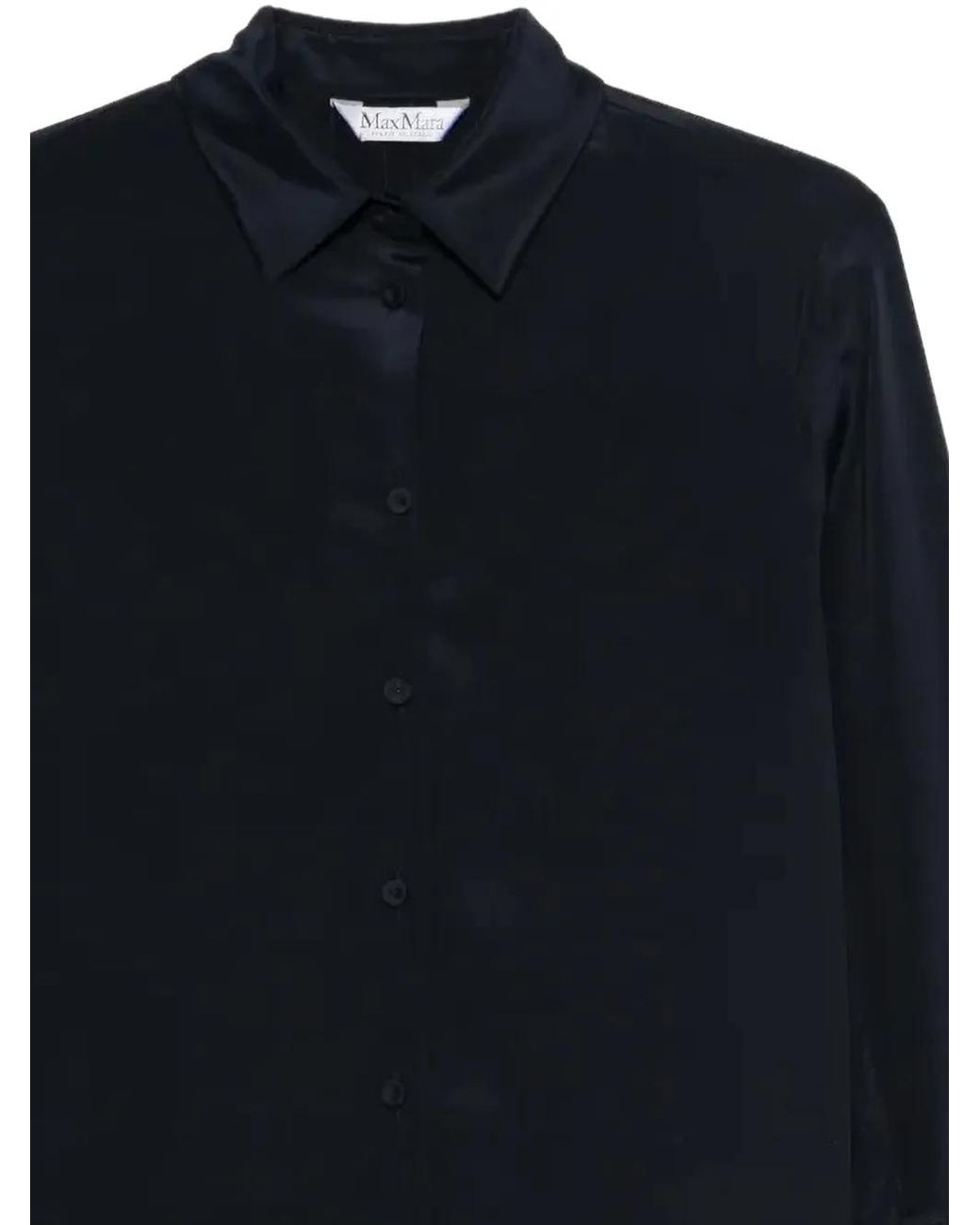 Max Mara Blue Buttoned Silk Blouse
