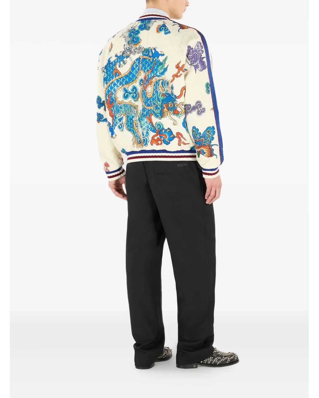 Roberto Cavalli White Quilted Bomber Jacket for men