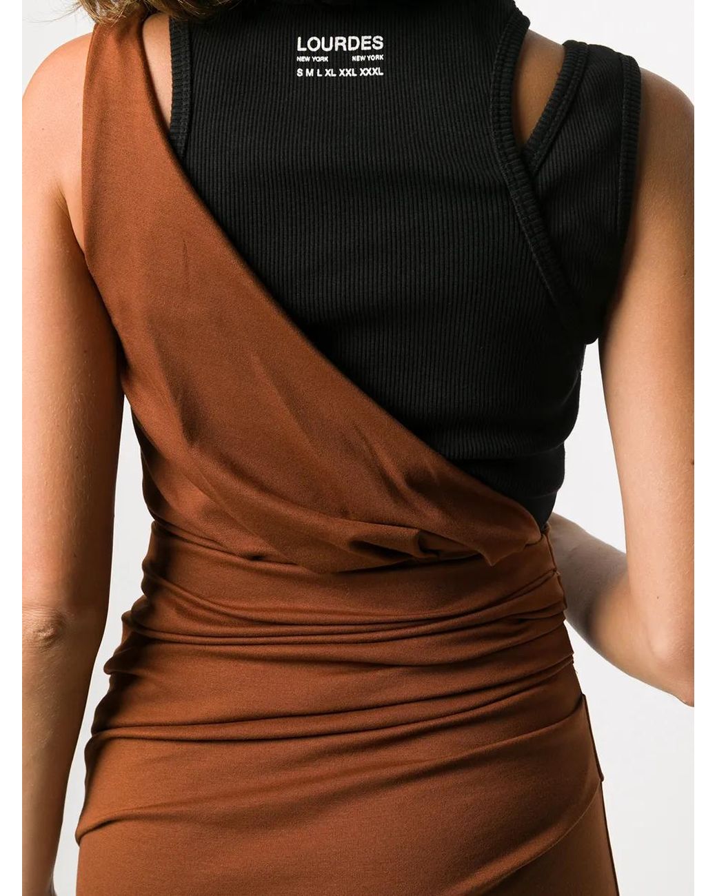 Lourdes Brown Ruched Fitted Evening Dress