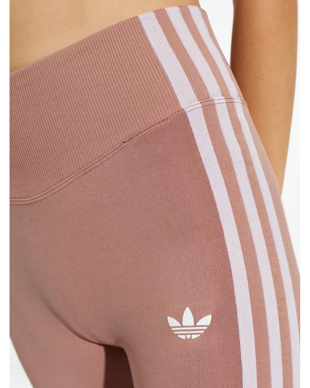 Adidas White Logo-Print Side-Stripe Short Leggings