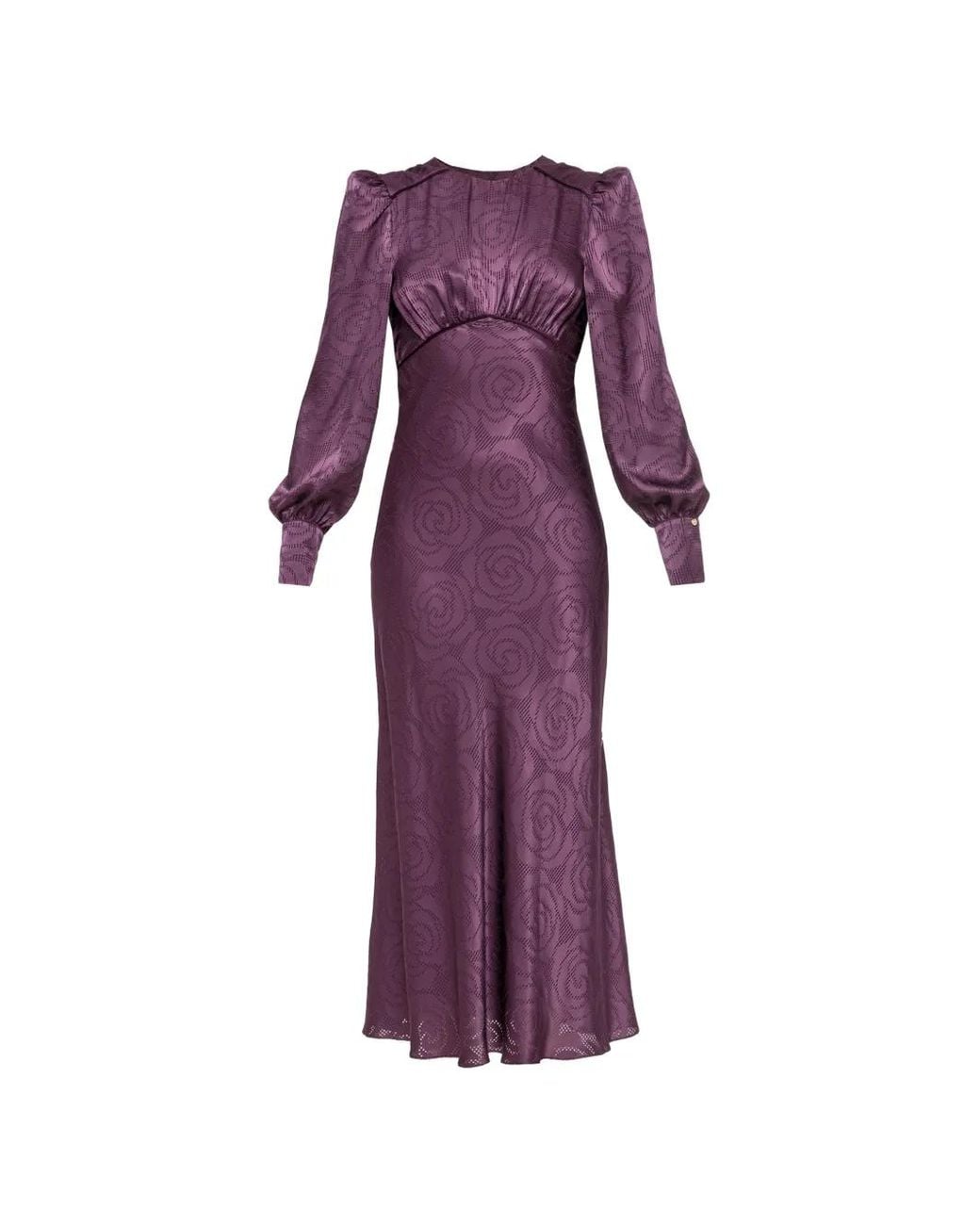 Nissa Purple Satin Effect Viscose Midi Dress