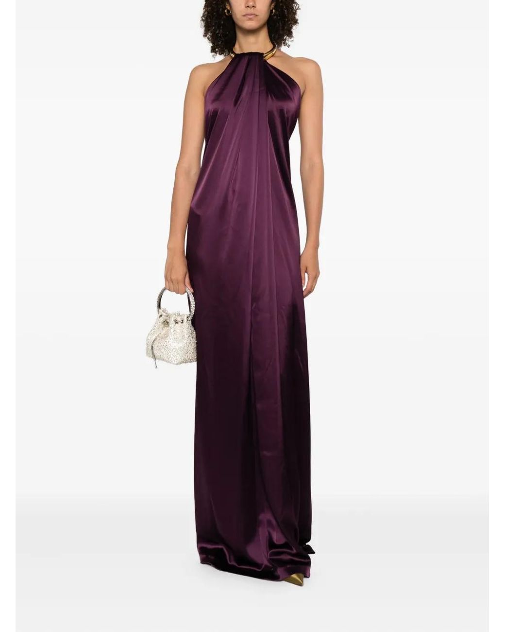 Stephane Rolland Purple Ring-Neck Maxi Dress