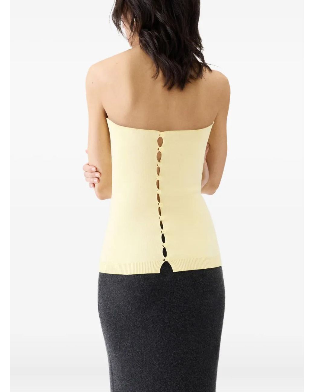 Jacquemus Yellow Strapless Knitted Top