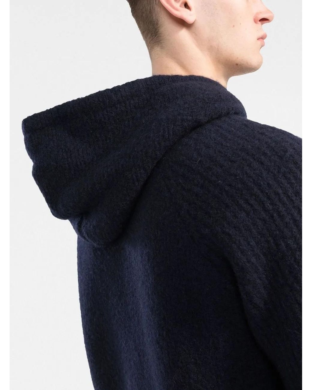 Balmain Blue Logo-Patches Zipped Hoodie for men