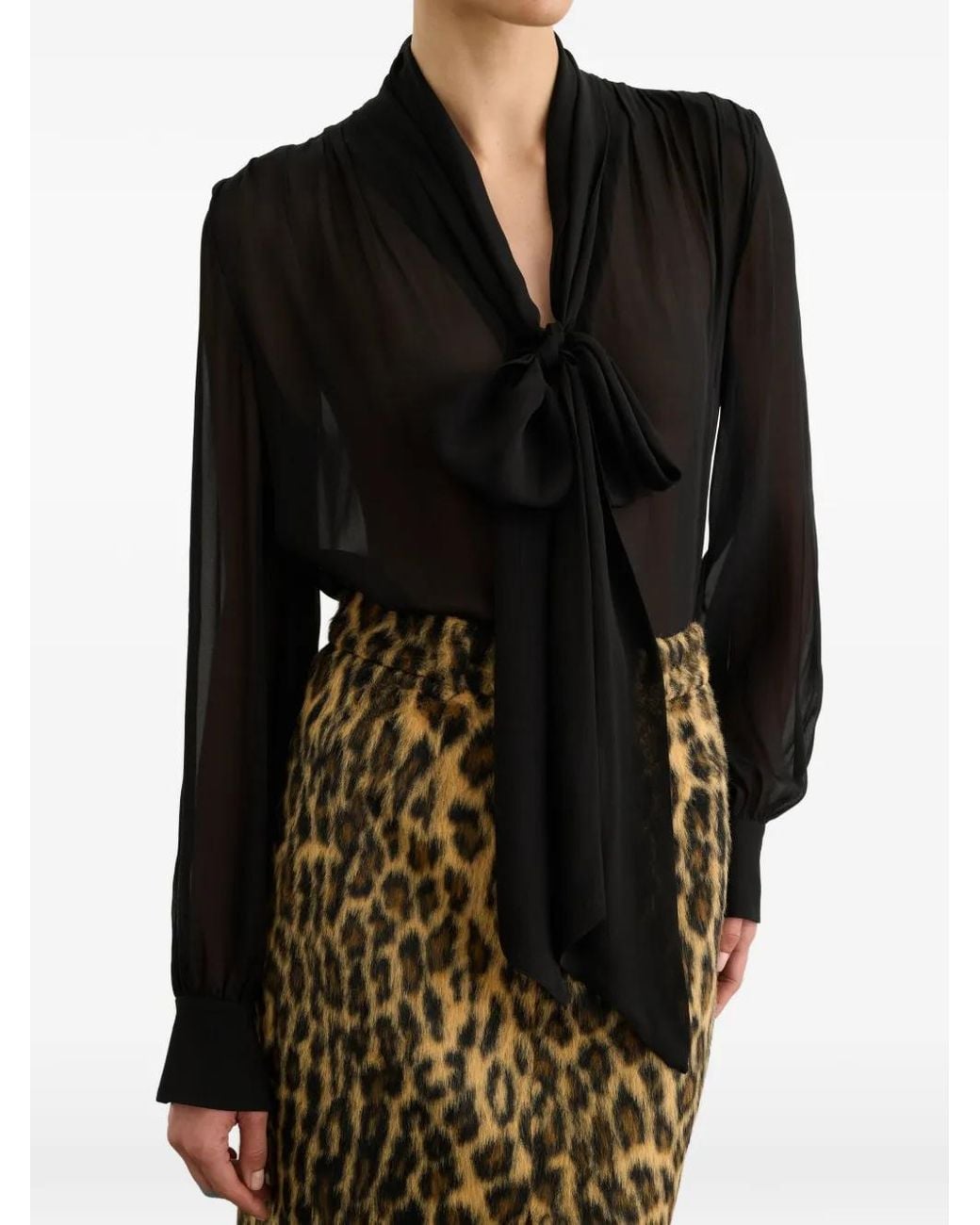 Toccin Black Kaila Tie-Neck Button-Front Blouse