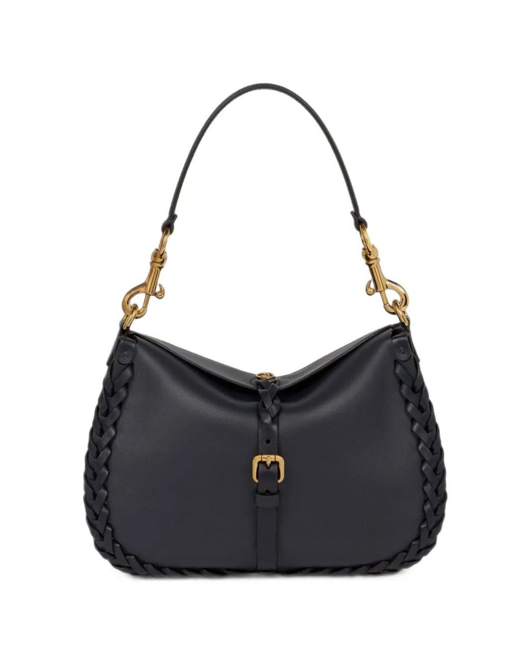 Etro Black Medium Nappa Leather Pony Bag With Threading