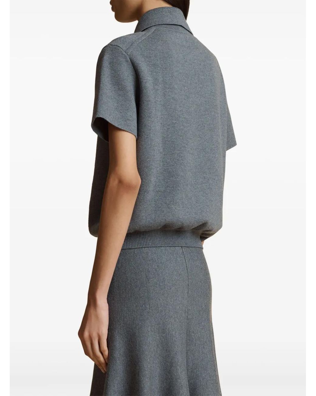 Khaite Gray Guillame Wool Polo Top