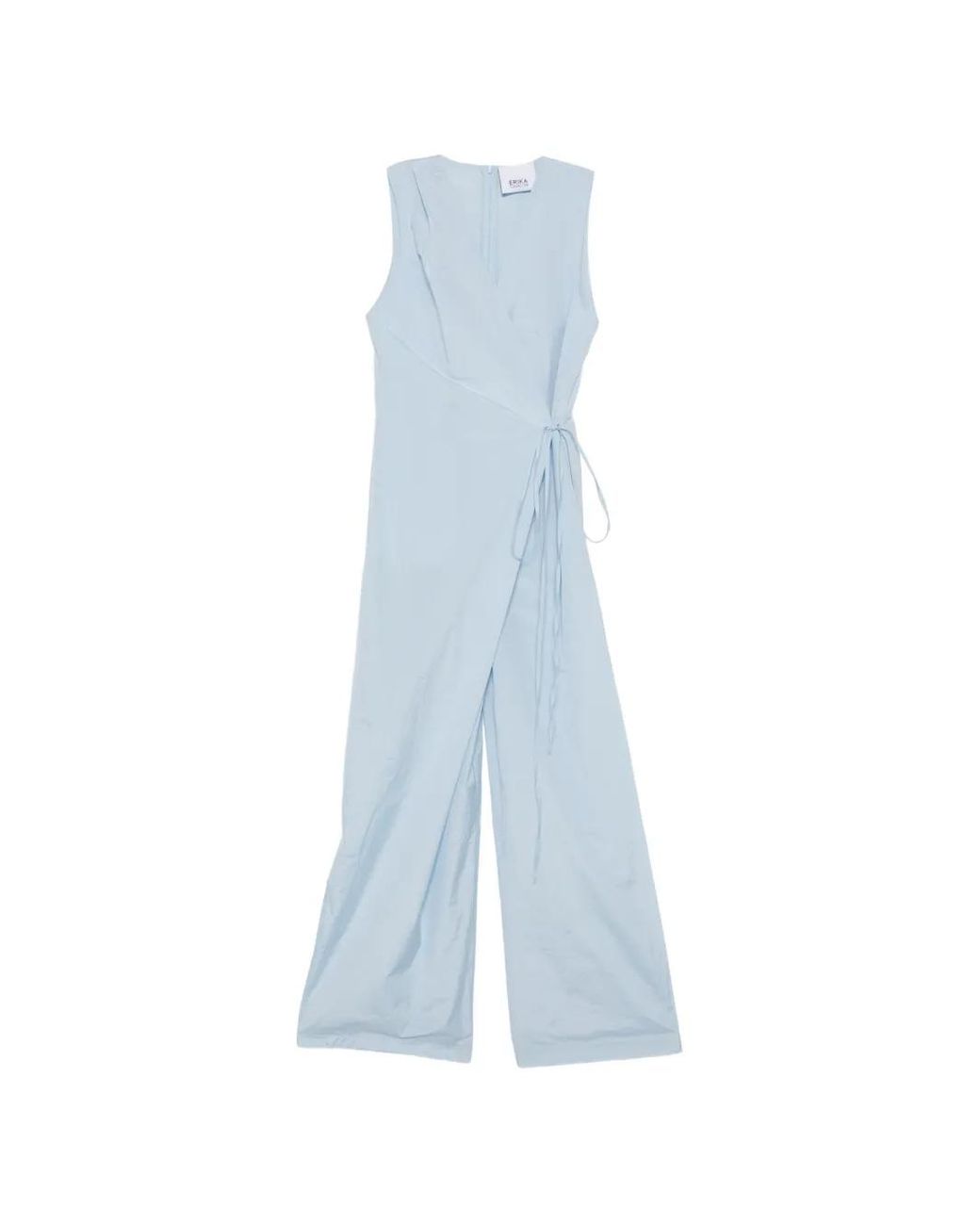 Erika Cavallini Semi Couture Blue V-Neck Sleeveless Jumpsuit
