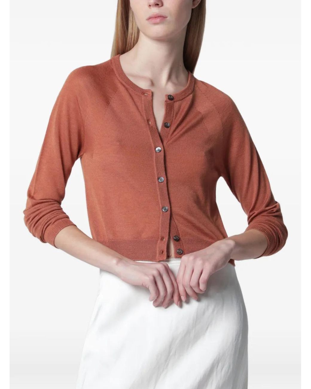 Roberto Collina Red Button-Up Cropped Cardigan