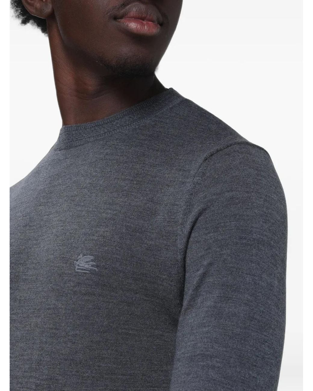 Etro Blue Logo-Embroidered Sweater for men