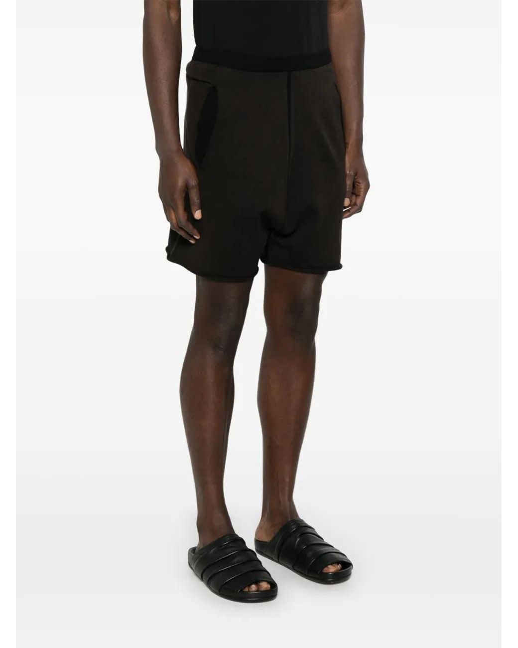 Label Under Construction Black Cotton Shorts for men