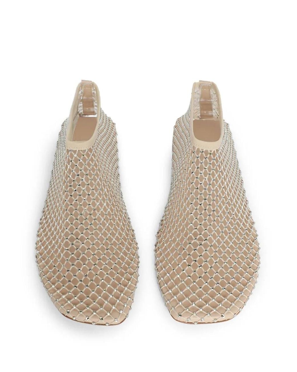 Christopher Esber Natural Mesh Leather-Trim Crystal Embellished Ballerina Flats