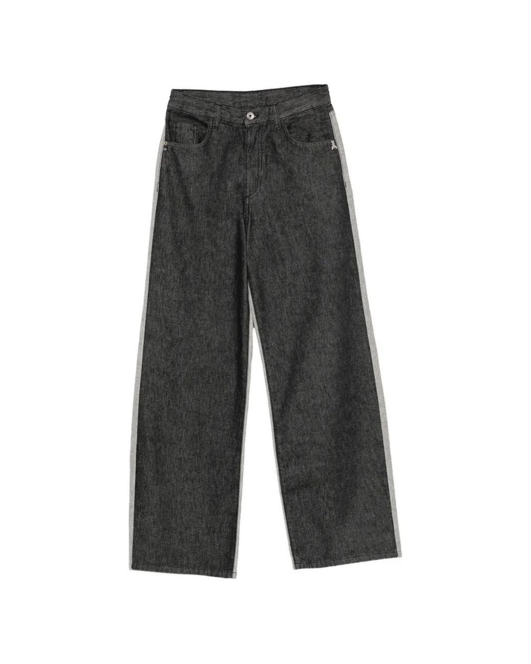 Patrizia Pepe Gray Bi-Colour Wide-Leg Jeans