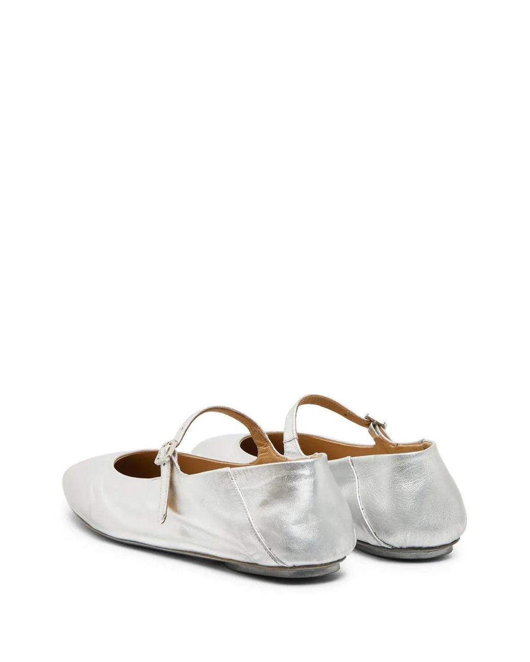 Marsèll White Strascico Buckled Ballet Flats