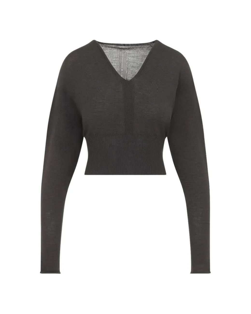 Rick Owens Black V-Neck Cropped Sweater
