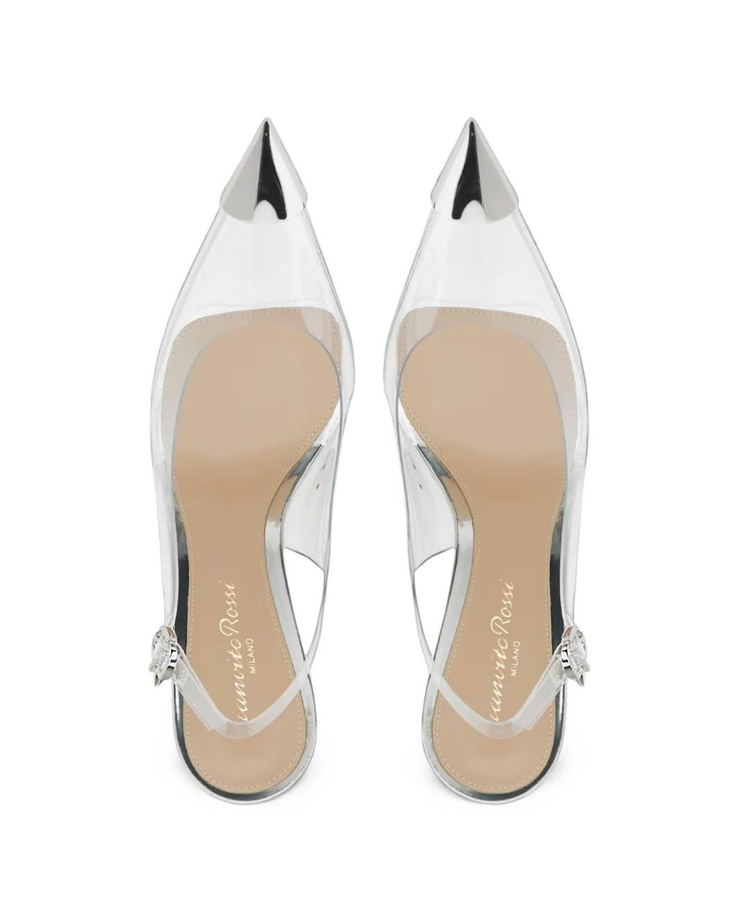 Gianvito Rossi White Diana Cap-Toe Slingback Pumps