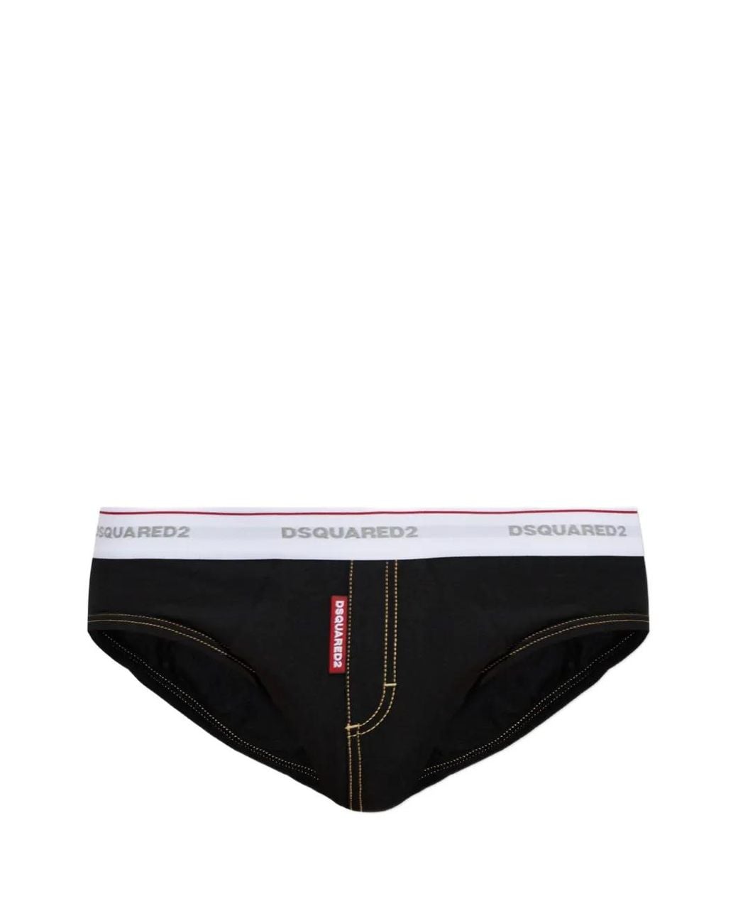 DSquared² Black Cotton Briefs With Logo for men