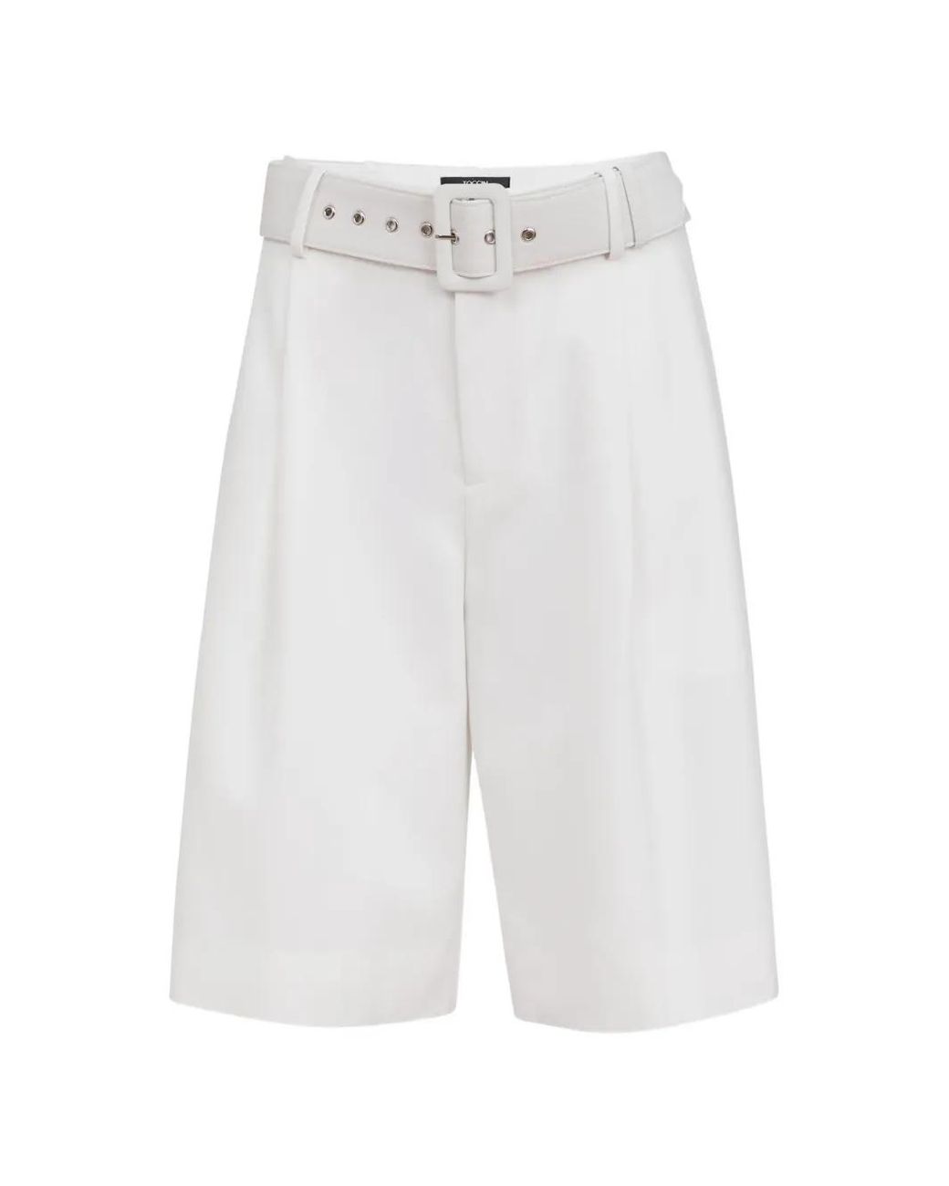 Toccin White Nina Belted Culotte Shorts