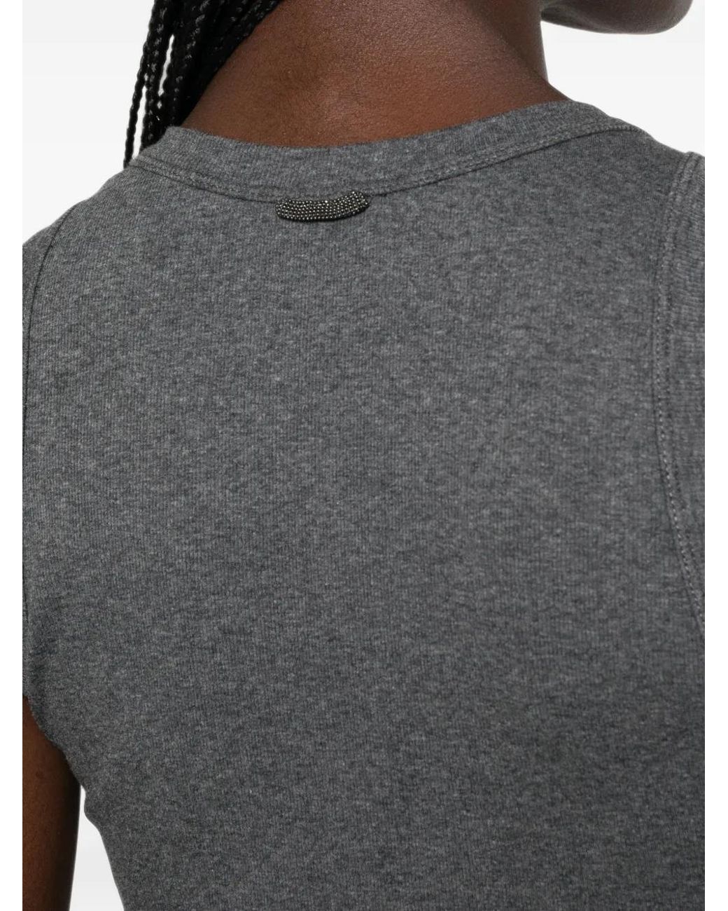 Brunello Cucinelli Gray Monili-Detail Tank Top