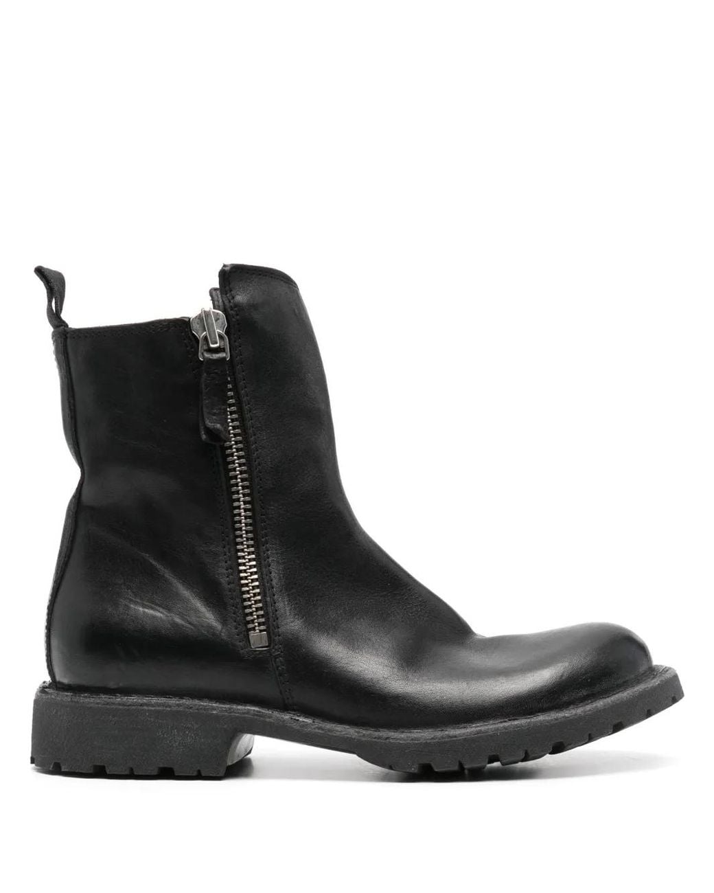 Moma Black Tronchetto Leather Ankle Boots