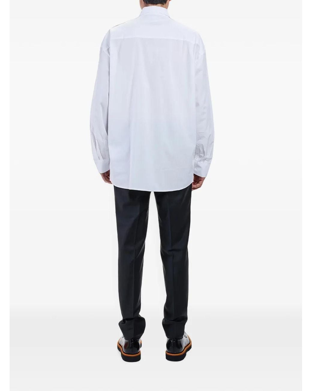 Karl Lagerfeld White Graphic-Print Button-Up Shirt for men