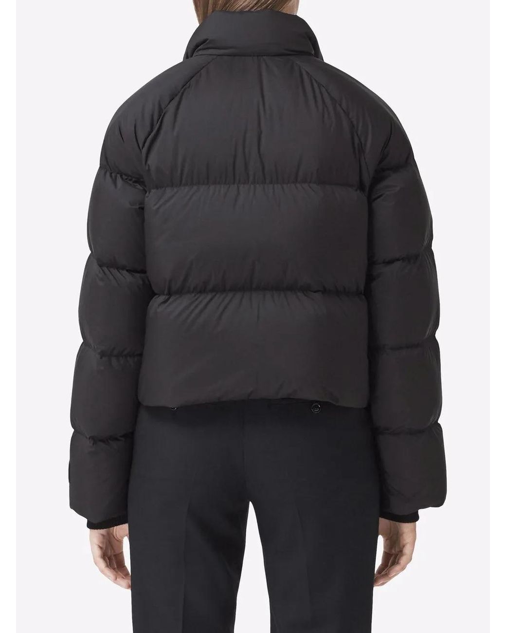 Burberry Black Alsham Cropped Logo Puffer Jacket