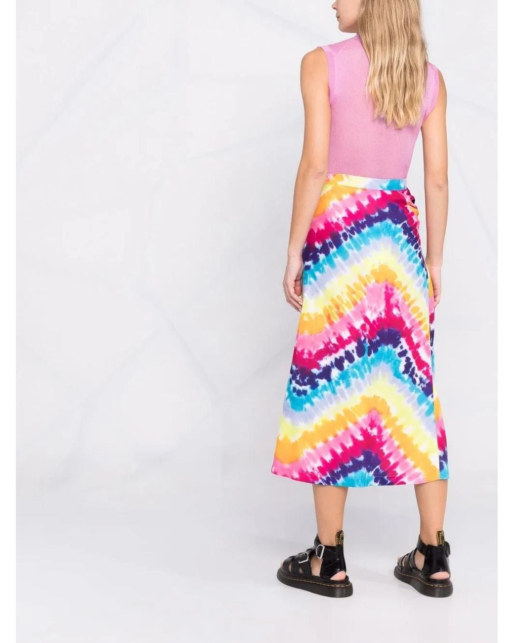 KENZO White Tie-Dye Wrap Midi Skirt