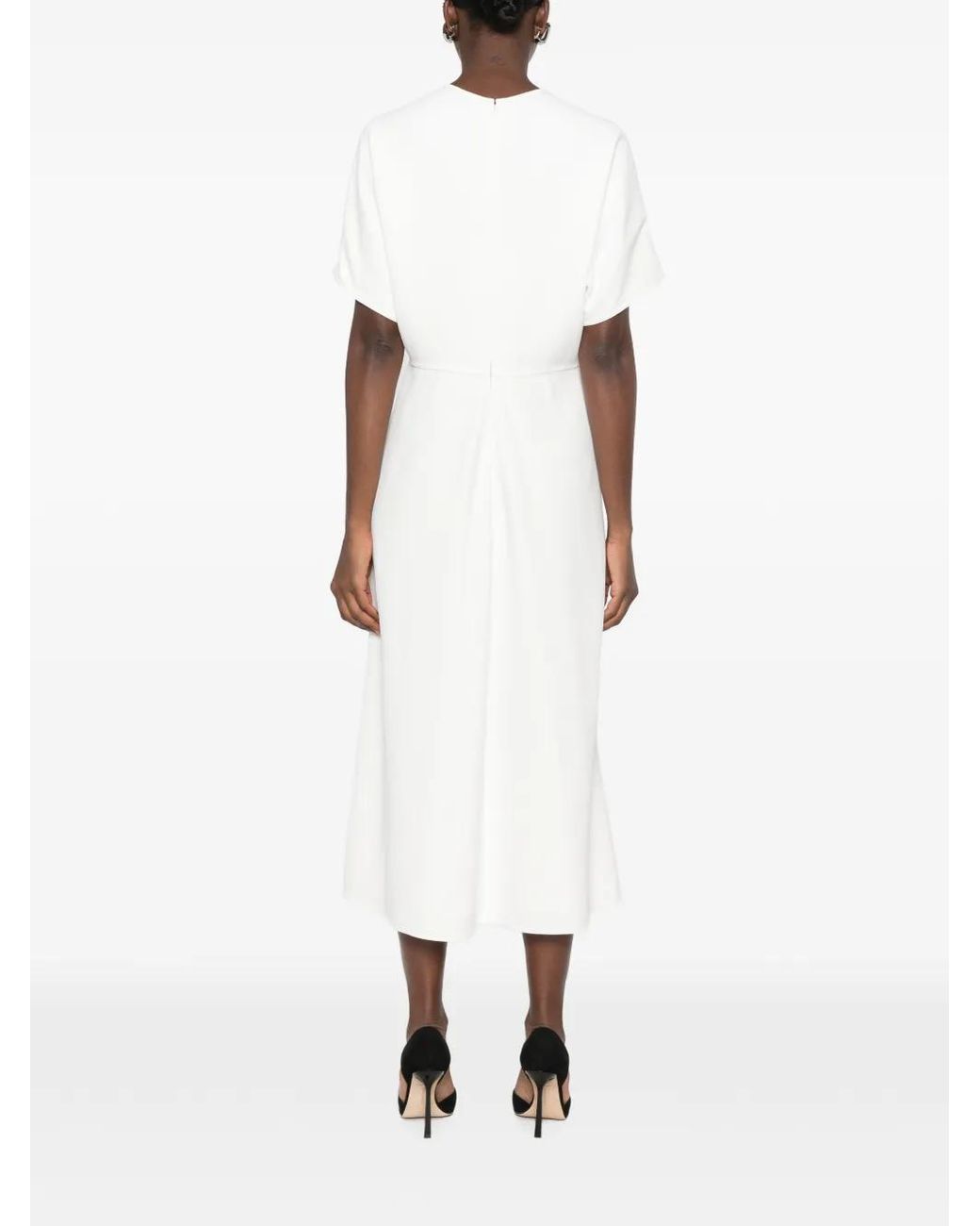 Victoria Beckham White Short-Sleeve Midi Dress
