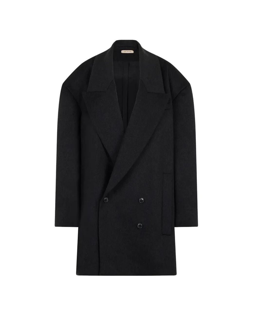 The Mannei Black Double-Breasted Oversized Coat