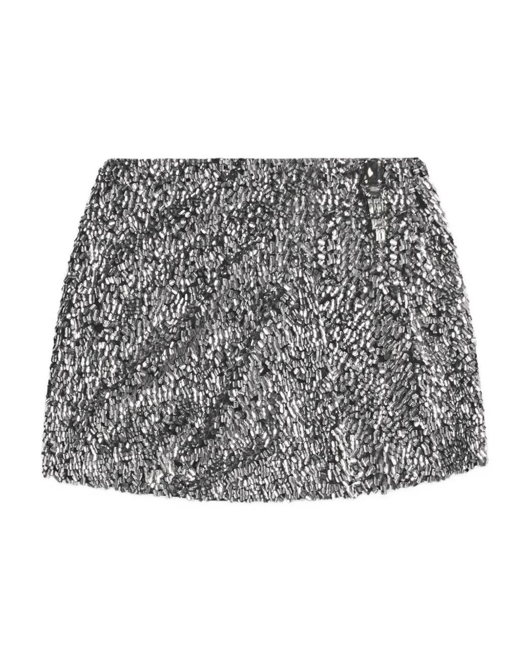 Area Gray Crysta- Cluster Sequin Mini Skirt