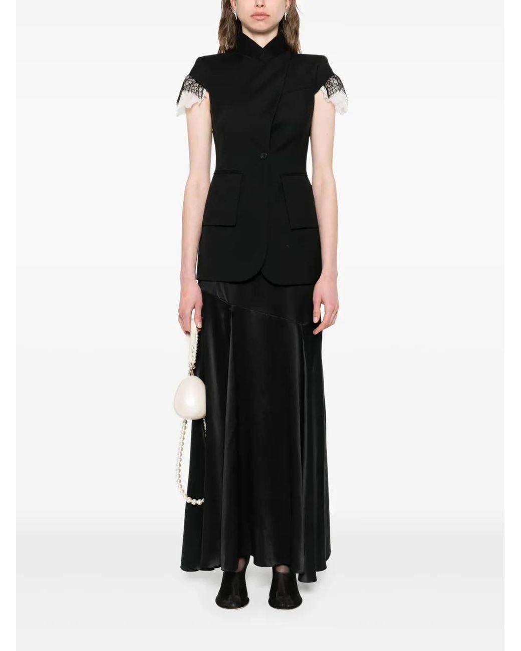 Simone Rocha Black Long-Slit Maxi Skirt