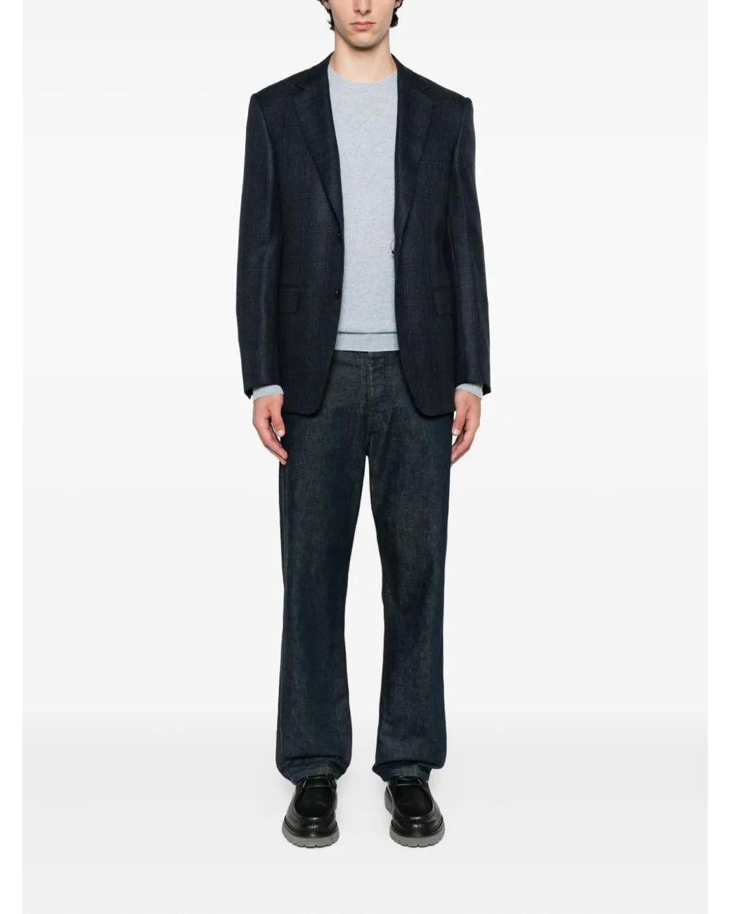 Canali Black Checked Two-Button Blazer for men