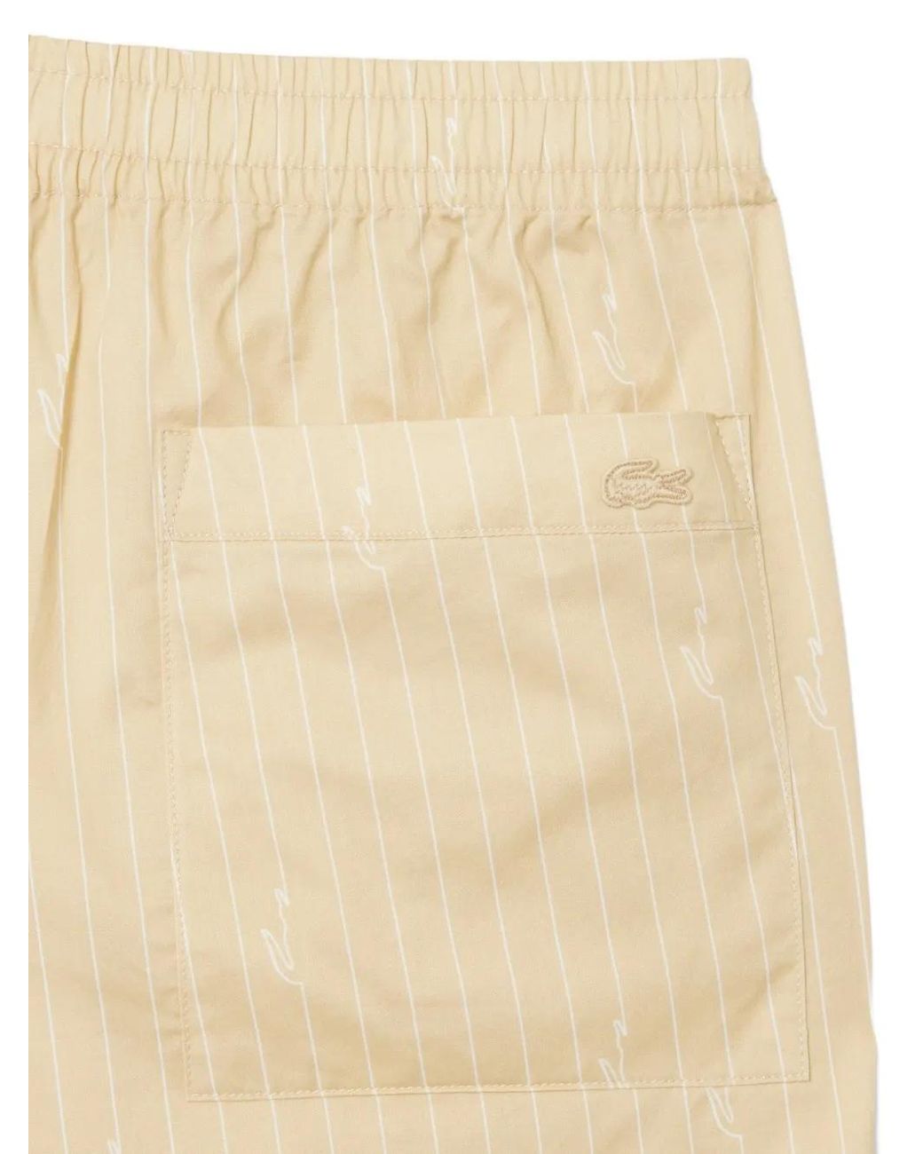 Lacoste Natural Crocodile Print Stripe Cotton Shorts for men