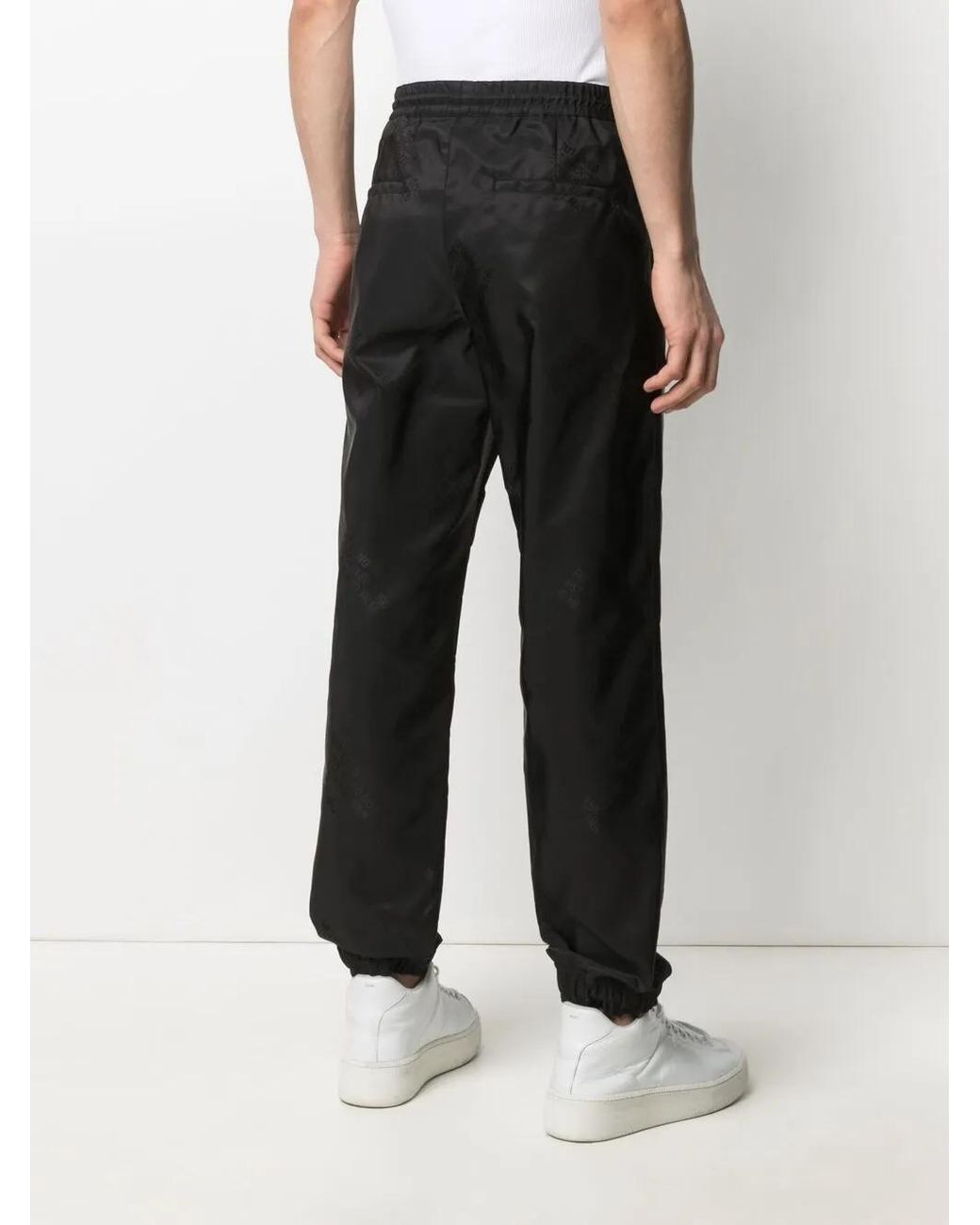 Helmut Lang Black Logo-Print Tapered Trousers for men