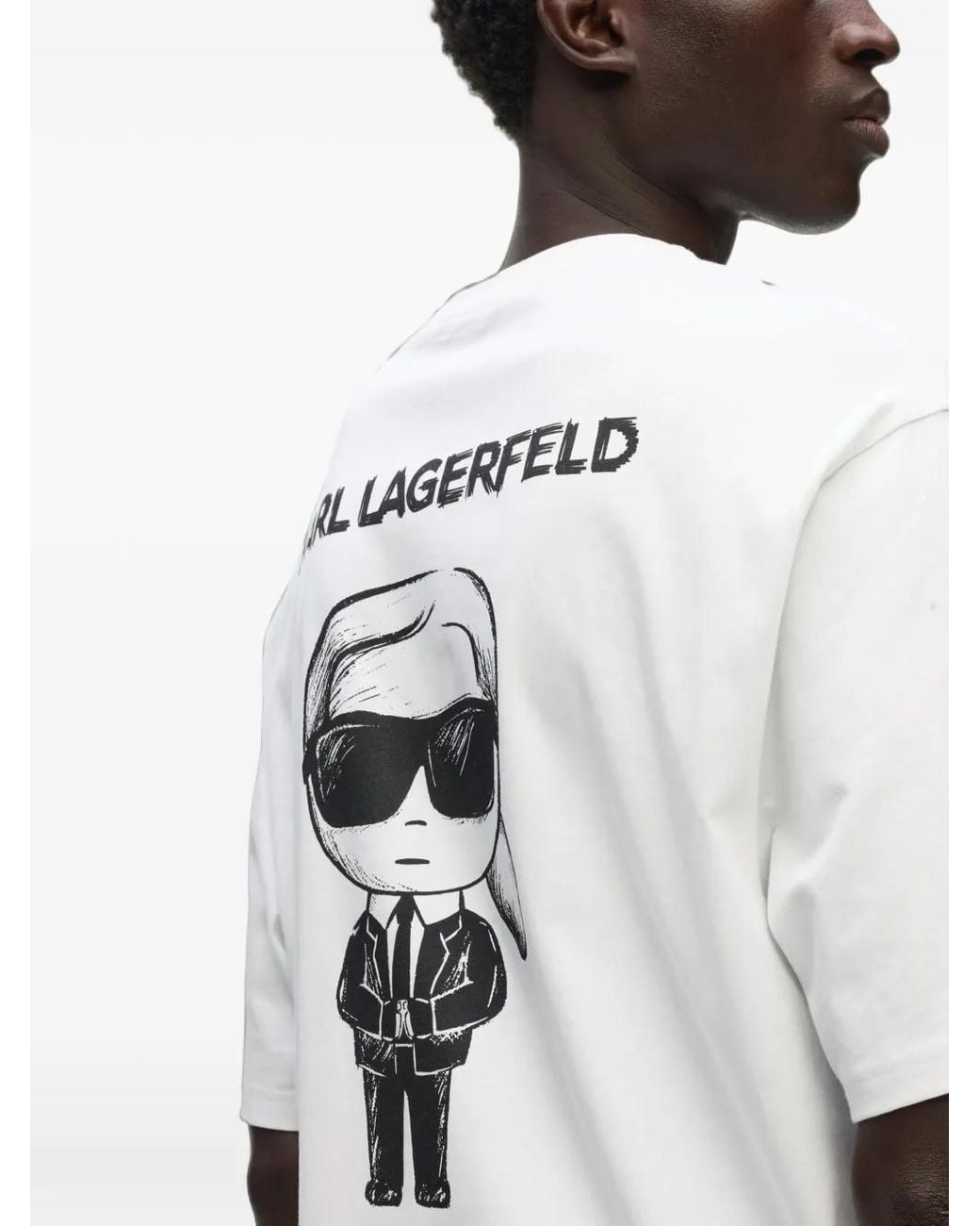 Karl Lagerfeld White Ikon-Sketch Round-Neck T-Shirt for men